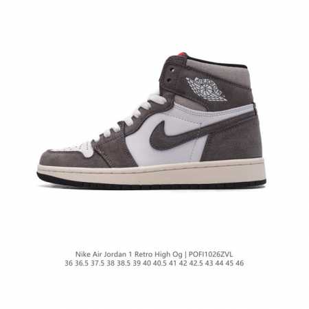 耐克 男女同款运动板鞋 Nike Air Jordan 1 Retro High OG 乔丹一代aj1 乔1 AJ1 篮球鞋复刻运动鞋。皮面高帮板鞋的设计灵感源 - 点击图像关闭