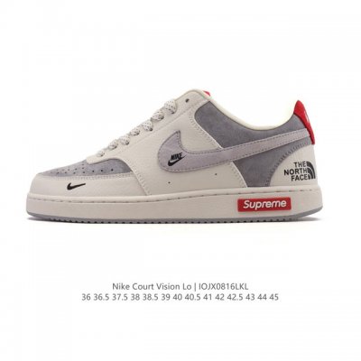 耐克Nike Court Vision Low 校园风低帮复古篮球板鞋男女运动鞋。延续80年代复古篮球鞋，添加学院风细节。皮革组合鞋面，利落风格，重现复古篮球风
