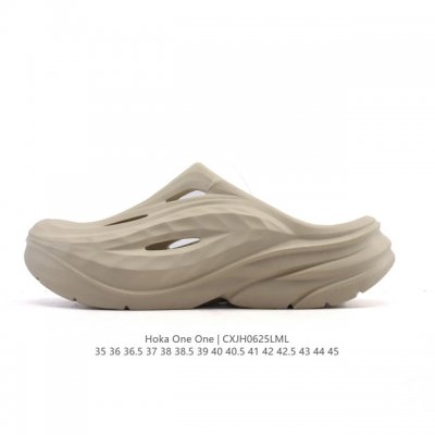 新款 Hoka One One 夏季沙滩拖鞋 洞洞鞋 包头凉拖鞋 家居休闲拖鞋一体成型 一字拖厚底增高踩屎感凉拖鞋。Hoka在超厚中底方面的积累 让它跑在了其他