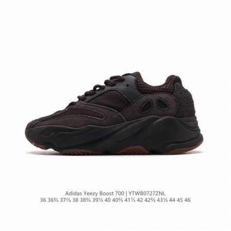 阿迪达斯 Adidas Yeezy Boost 椰子 700 限量3m休闲运动跑步鞋复古老爹鞋。鞋面由皮革和绒面革打造，部分网眼面料的使用提供了透气性结构和舒适 - 点击图像关闭