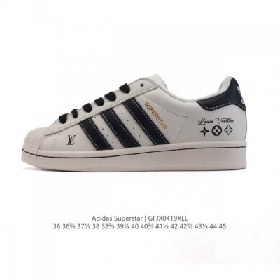 公司级 阿迪达斯 Adidas Superstar 2025年新款鞋子 蛇年新款 经典贝壳头系列 新款休闲板鞋潮流男女士运动鞋 鞋面织物拼接材质 标志性的贝壳鞋