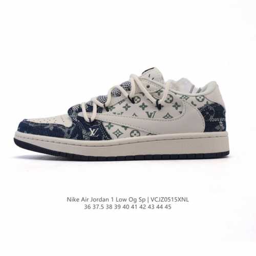 公司级 真标耐克 Nike Air Jordan 1 Low Og Sp Military Blue Aj1乔1倒勾 路易威登联名 解构绑带 双鞋带 2025年