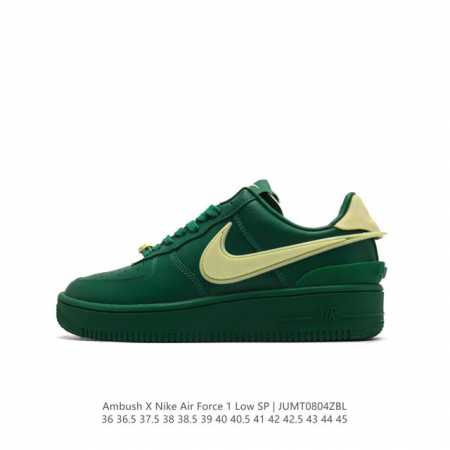 耐克 空军一号 Af1 低帮休闲板鞋 Ambush X Nk Air Force 7 Low Sp 空军一号联名标志性的swoosh延伸至鞋跟之外，鞋舌和鞋垫上 - 点击图像关闭