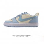 耐克 Nike 女子运动鞋 Court Borough Low 小空军低帮板鞋。1.其皮革材质的鞋面结合网眼鞋舌，在出众外观与质感的同时提供稳固支撑，并且提升透