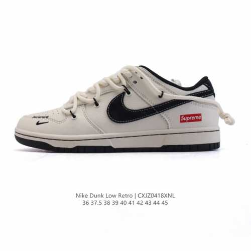 公司级 耐克 Nike Dunk Low Retro 运动鞋复古板鞋2025年新款 解构绑带 双鞋带，作为 80 年代经典篮球鞋款，起初专为硬木球场打造，后来成