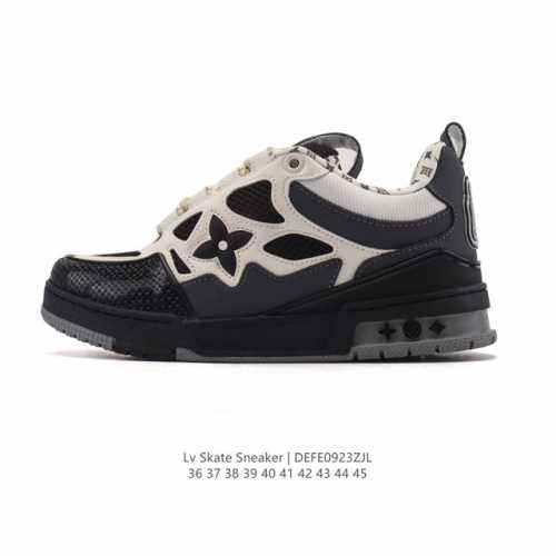 公司级 Lv Skate Sneaker 路易威登 2025年新款运动板鞋 蛇年限定 春夏秀场初次亮相，此次以粒面牛皮革焕新呈现。加垫鞋领和鞋舌援引滑板鞋设计，