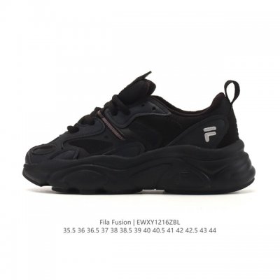 Fila 斐乐女鞋 2025官方新款透气猫爪鞋厚底增高老爹鞋时尚复古运动鞋 鞋身采用皮革透气网面面料，时尚而又精致。采用均衡性能的发泡科技材料，提供均衡重量、回