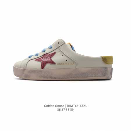 新款 Golden Goose Deluxe Brand Sstar来自意大利ggdb脏出天际的小脏鞋 包头半拖运动鞋 潮复古板鞋 一脚蹬休闲拖鞋，宋仲基欧巴各 - 点击图像关闭