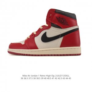 公司级 耐克 男女款运动板鞋 Nike Air Jordan 1 Retro High Og 乔丹一代Aj1 乔1 Aj1 篮球鞋复刻运动鞋。皮面高帮板鞋的设计
