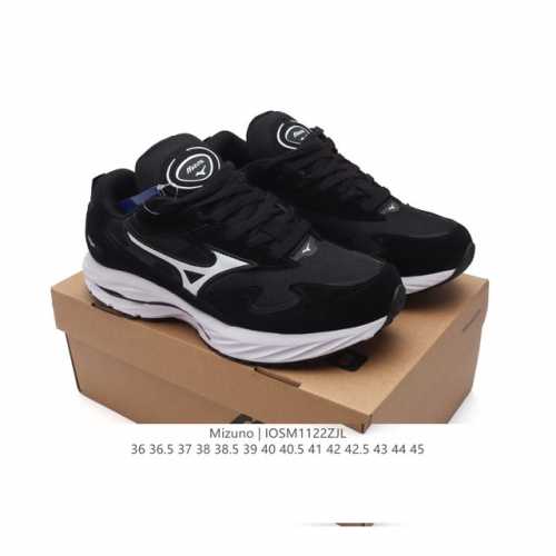 公司级 Mizuno Sportstyle 美津浓 复古时尚休闲舒适减震运动跑步鞋 厚底增高老爹鞋 美津浓wave机械缓震，可以说是机械缓震跑鞋科技的翘楚。有着