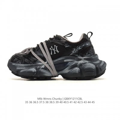 公司级 美职棒 Mlb Bigball Chunky 纽约洋基队厚底增高老爹鞋男女复古鞋中性纽约洋基队休闲经典运动鞋。加厚鞋底，侧面有撞色Ny标识，打造出时尚外