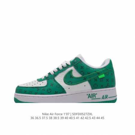 Louis Vuitton X Nike Air Force 1 Low 路易威登联名 耐克 空军一号 Af1 低帮百搭休闲厚底增高运动板鞋。柔软、弹性十足的缓 - 点击图像关闭