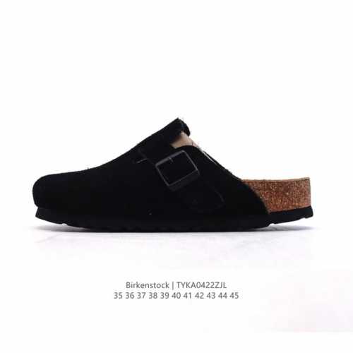 公司级德国百年知名鞋履品牌 勃肯Birkenstock Boston Suede Shearling 波士顿系列休闲凉拖鞋 低帮牛皮绒面革复古软木底包头露跟休闲