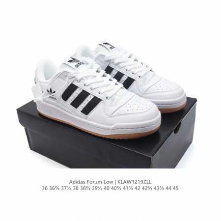 Adidas 阿迪达斯 三叶草 Forum Low 男女运动鞋 摩登演绎篮球风的经典鞋。英文的“Forum”，是进行表达的场所，在这里，可以释放自己的热情，阐述 - 点击图像关闭