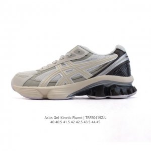 新品公司级 亚瑟士Asics Gel-Kinetic Fluent 舒适百搭 合成革防滑耐磨 低帮跑步鞋 男款 首先配色上十分经典百搭的黑金配色，非常好去搭配衣