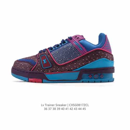 路易威登 Louis Vuitton Lv路易威登板鞋 时尚运动鞋潮厚底增高男鞋。舒适防滑底和百搭性霸屏整个时尚娱乐圈，细节调整完美主义！采用柔软皮革织物拼接鞋