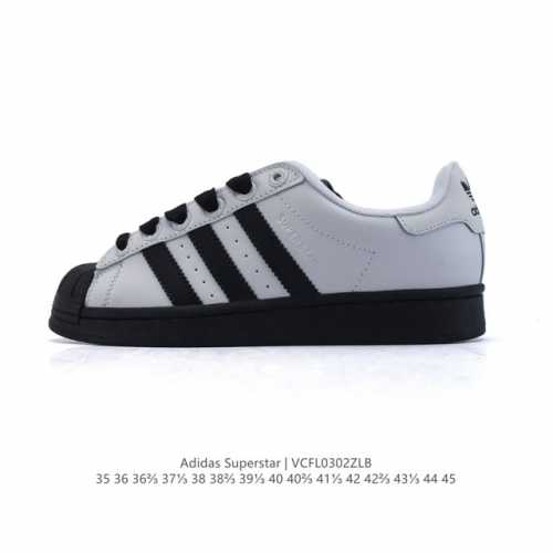 140 阿迪达斯 Adidas Superstar 三叶草经典贝壳头系列 新款休闲板鞋潮流男女士运动鞋 。鞋面柔软皮革材质 标志性的贝壳鞋头，锯齿三条纹，简约的