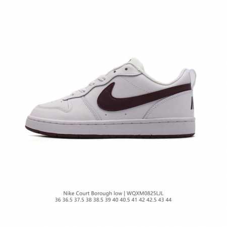 耐克 Nike 男女子运动鞋 Court Borough Low 小空军低帮板鞋。1.其皮革材质的鞋面结合网眼鞋舌，在出众外观与质感的同时提供稳固支撑，并且提升 - 点击图像关闭