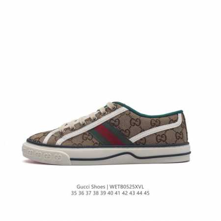 Gucci 古奇 小白鞋 古驰奢侈品男运动鞋休闲鞋子 Gucci Tennis 1977老花帆布鞋，经典耐穿复古感满满的gucci老花帆布鞋老花满印板鞋 红绿 - 点击图像关闭