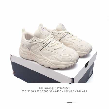公司级 Fila 斐乐男女鞋 新款透气老爹鞋时尚复古运动鞋。鞋身采用皮革透气网面面料，时尚而又精致。采用均衡性能的发泡科技材料，提供均衡重量、回弹、缓震的舒适脚 - 点击图像关闭
