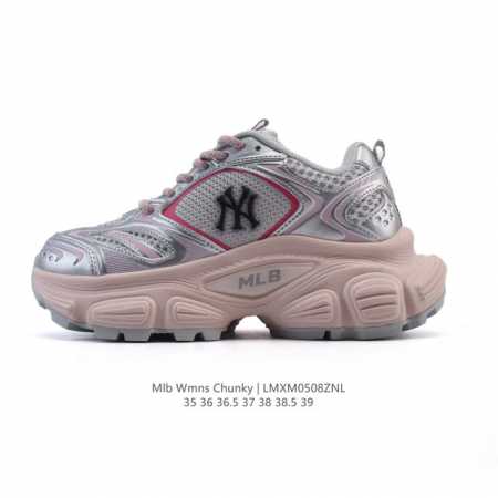公司级 美职棒 Mlb Bigball Chunky 纽约洋基队厚底增高老爹鞋女复古鞋中性纽约洋基队休闲经典运动鞋。加厚鞋底，侧面有撞色Ny标识，打造出时尚外观 - 点击图像关闭
