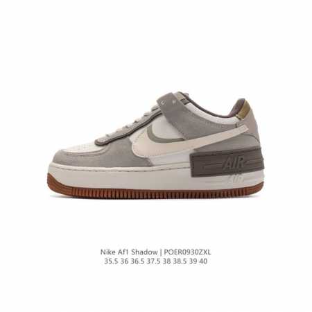Nike 耐克低帮板鞋 空军一号 Af1马卡龙 Af1厚底增高百搭运动板鞋 Nike Air Force 1 “Shadow” 造型设计上与 Sacai X N - 点击图像关闭