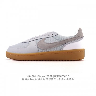 耐克烽火Nike Field General 82 Sp 低帮复古篮球鞋 这款专为烤架战士设计的运动鞋采用 1982 年经典的白 红 黑配色，采用皮革和弹道尼龙