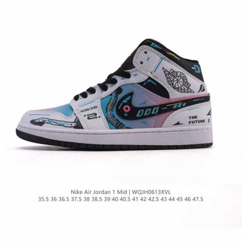 公司级 耐克 Nike Air Jordan 1 Mid 男女子篮球鞋时尚轻盈板鞋Aj1乔1运动鞋 乔丹一代 高帮复古休闲篮球鞋 。Air Jordan 1 M