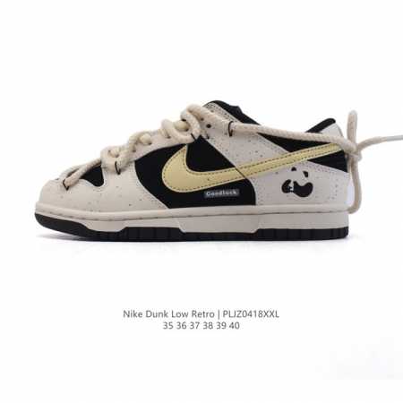 公司级 耐克 Nike Dunk Low Retro 运动鞋 2025年新款 熊猫 经典复古板鞋 解构绑带 双鞋带。作为 80 年代经典篮球鞋款，起初专为硬木球 - 点击图像关闭