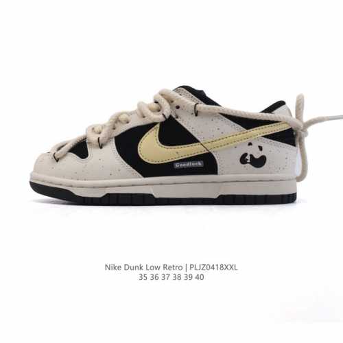 公司级 耐克 Nike Dunk Low Retro 运动鞋 2025年新款 熊猫 经典复古板鞋 解构绑带 双鞋带。作为 80 年代经典篮球鞋款，起初专为硬木球