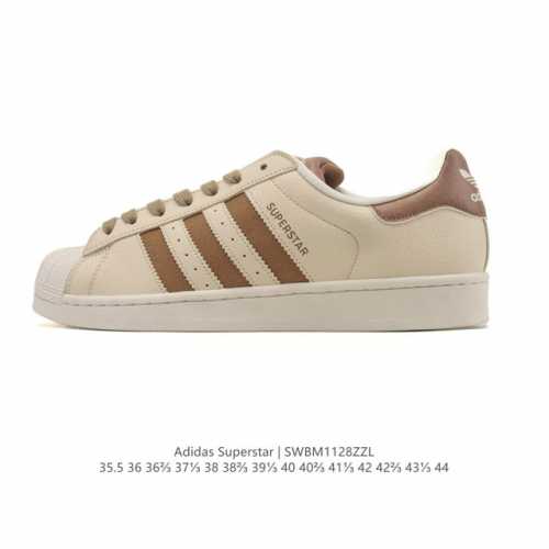 阿迪达斯 Adidas Superstar 2025年新款鞋子 经典贝壳头系列 新款休闲板鞋潮流男女士运动鞋 。鞋面皮革拼接材质 标志性的贝壳鞋头，简约的线条。
