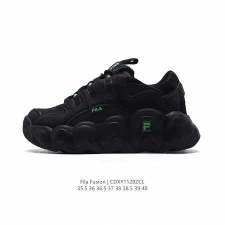 Fila 斐乐女鞋 官方新款透气猫爪鞋厚底增高老爹鞋时尚复古运动鞋 鞋身采用皮革面料，时尚而又精致。采用均衡性能的发泡科技材料，提供均衡重量、回弹、缓震的舒适脚 - 点击图像关闭