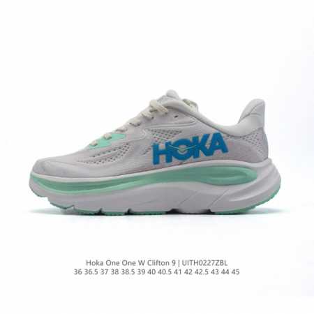 公司级 潮牌媒体 Hoka One One 推出升级 Clifton 9 克利夫顿9代 男女士休闲跑步鞋轻量缓震运动鞋。此次，Clifton 9 厚了也轻了。非 - 点击图像关闭