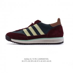 阿迪达斯Adidas Sl 72 Shoes 经典复古薄底运动鞋T头鞋 三叶草复古休闲跑步鞋休闲运动鞋 这款经典运动鞋携复古型格，来访你的活力日常 采用舒爽织物