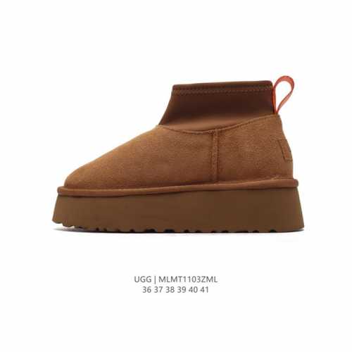 公司级 UGG 中帮靴子 雪地靴 俏皮可爱的百变造型， 美国轻奢品牌UGG 平底系列冬季羊毛一体雪地休闲保暖毛毛家居包头棉鞋。官方同步包装 检验标 材料采用原厂