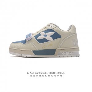 公司级 路易威登louis Vuitton Arch Light Sneakers Lv真皮拼色减震网面运动弓型舞蹈复古老爹运动鞋。原装配件5D效果礼盒及全套原