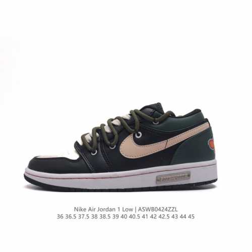 Nike 耐克 原楦原纸版开发版型，采用牛培移膜软皮革材质鞋面，中底注胶孔内置真sole气垫耐克nike Air Jordan 1 Low Gs White B