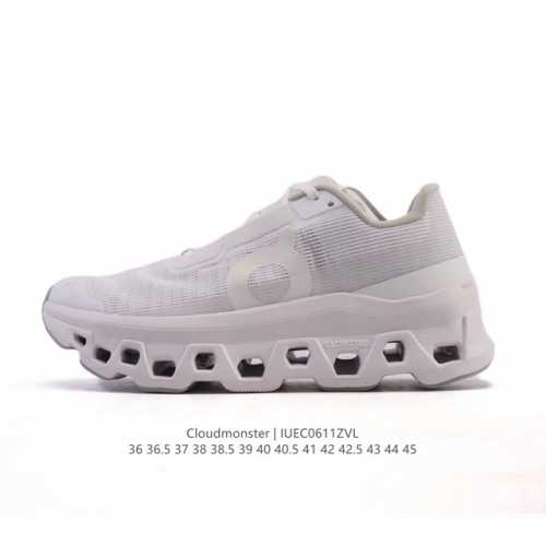 公司级 On昂跑 Cloudmonster跑鞋 厚底增高老爹运动鞋 怪兽鞋，整体外观设计非常有意思。中底搭载比以往体积更大的Cloudtec专利鞋底科技以带来更