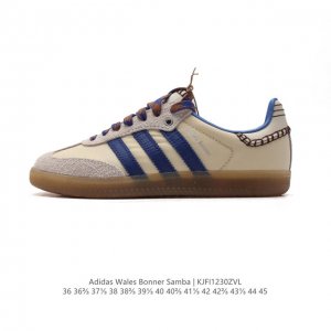 阿迪达斯 德训鞋 经典复古低帮休闲运动慢跑鞋wales Bonner X Adidas 2024 全新秋冬系列联名鞋款 经典运动板鞋。该鞋采用皮革制成，含别致缝