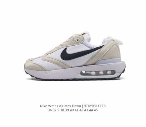 耐克 Nike Air Max Dawn 黎明系列 低帮气垫百搭休闲运动慢跑鞋 从配色上彰显出浓厚的复古气质 最大的亮点当属鞋型设计上加入结构元素 汲取1984