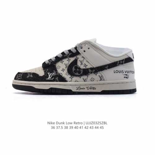 200 【公司级】耐克 Nike Dunk Low Retro 运动鞋复古板鞋 路易威登联名，作为 80 年代经典篮球鞋款，起初专为硬木球场打造，后来成为席卷街