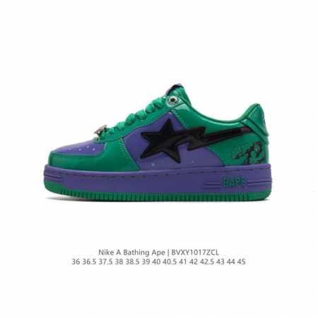 A Bathing Ape 安逸猿 男女同款运动鞋复古板鞋 升级原楦原纸版数据开发，采用超软皮革鞋面材质，内置全掌air sole气垫定制联乘，日本里原宿潮流品 - 点击图像关闭