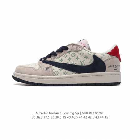 真标 耐克 Nike Air Jordan 1 Low OG SP Military Blue AJ1乔1 路易威登 倒勾低帮篮球鞋 AJ1 乔丹1代 aj1 - 点击图像关闭
