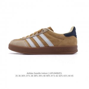 阿迪达斯 Adidas Originals Gazelle Indoor复古三叶草防滑透明橡胶板鞋经典运动鞋。这款经典鞋,忠于原版设计,缀撞色三条纹和鞋跟饰片。