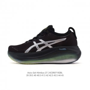 公司级 Asics亚瑟士升级Gel-Nimbus 27男款跑鞋透气缓震回弹跑鞋N27跑步鞋该鞋款专为提高跑者舒适度和运动表现而设计，搭载了新型鞋面材料和更强的缓