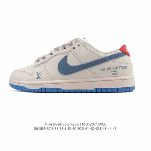 公司级 耐克Nike Dunk Low 板鞋 Sb系列经典百搭休闲运动板鞋 路易威登联名，加厚鞋舌的填充，使舒适性大大提升，同时也更方便穿脱中底部分则加入了脚感
