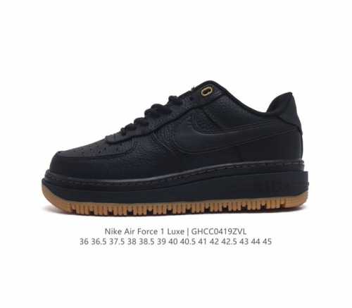 采用纤维荔枝纹牛培皮革鞋面材质 绝对的秋冬神器，全新耐克nike Air Force 1 Low Luxe 耐克 空军一号 Af1 改良防滑厚底低帮百搭休闲运动