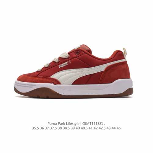 Puma 彪马 男女运动板鞋，原楦原纸版开发版型，采用环保皮革组合鞋面材质，外置耐磨橡胶大底蕾哈娜同系面包鞋太好看了！彪马puma Park Lifestyle