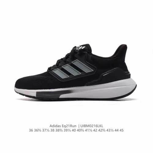 120 阿迪达斯 Adidas Eq21Run 系列街头针织网布透气时尚厚底增高运动慢跑鞋。经典复古的外观，打造街头跑鞋时尚感，后跟嵌入了Tpu，支撑锁定双脚。
