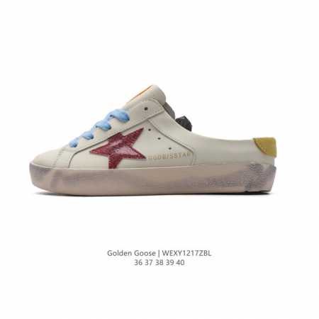 公司级 Golden Goose Deluxe Brand Sstar来自意大利ggdb脏出天际的小脏鞋 包头半拖运动鞋 潮复古板鞋 一脚蹬休闲拖鞋，宋仲基欧巴 - 点击图像关闭